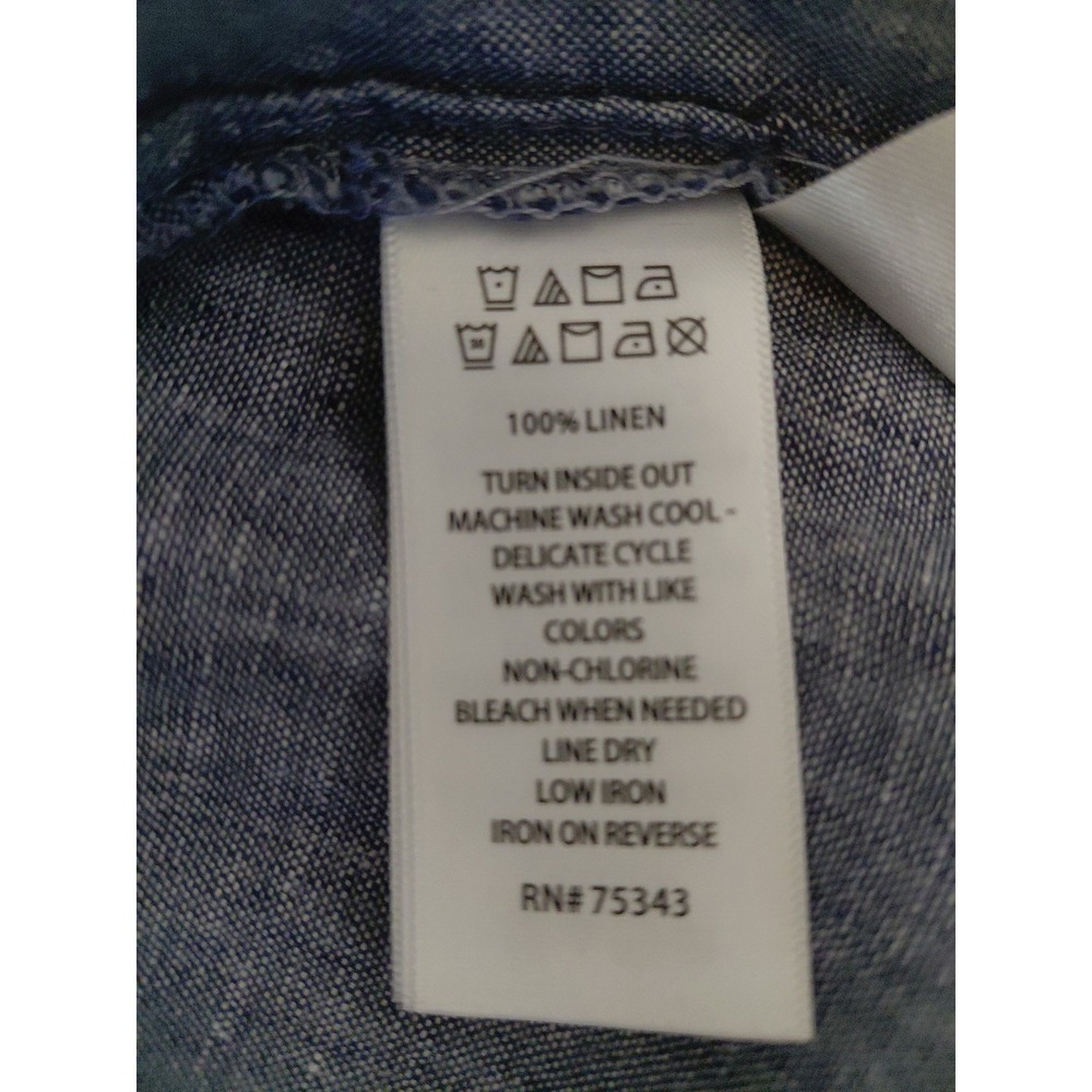 Tahari Tunic Women's Size L Blue Linen Button-Down Tunic long sleeve - Picture 6 of 8